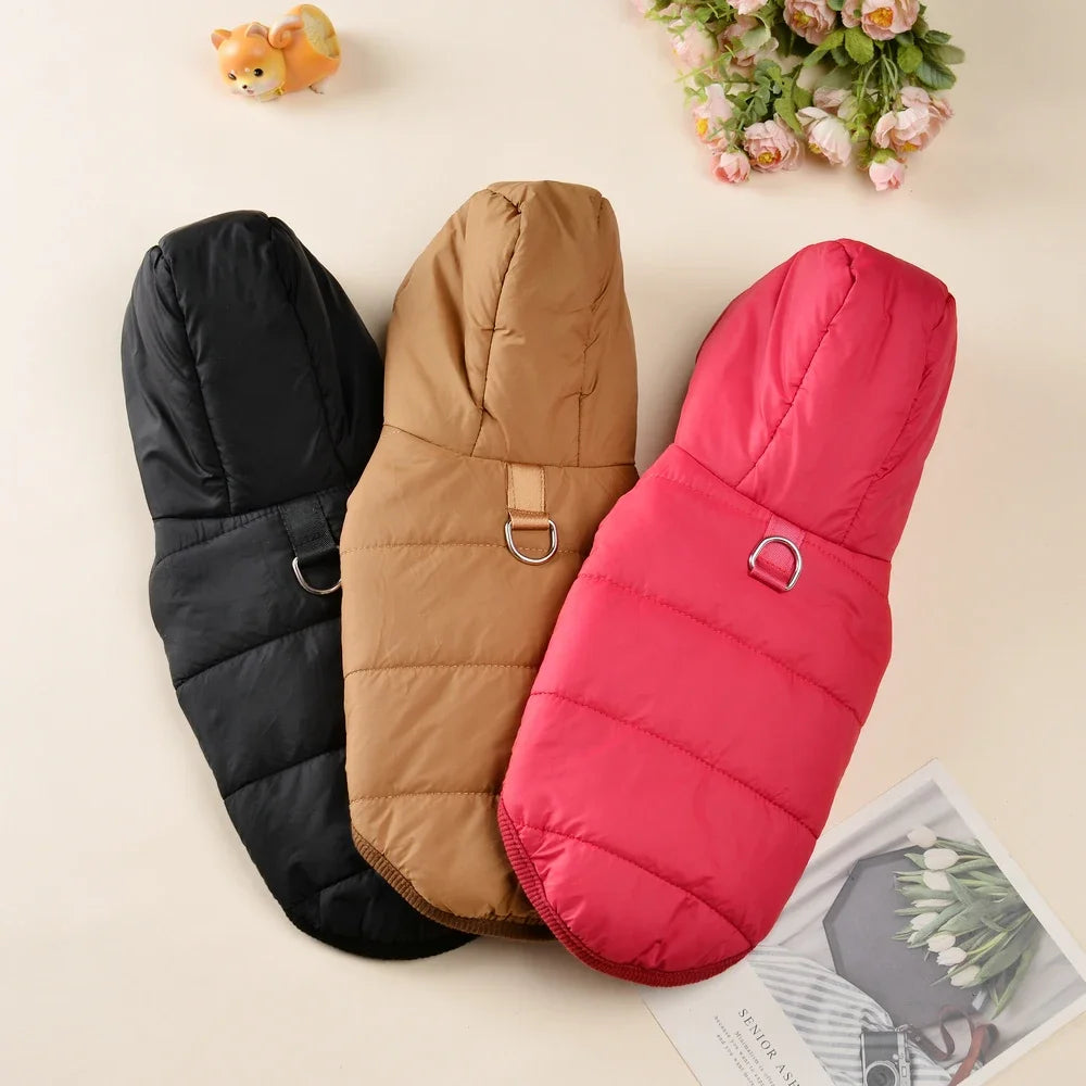 Holapet warm fleece dog hoodie with D-ring, winter jacket for small dogs, cozy and stylish pet apparel from Showlu Fashion Store.