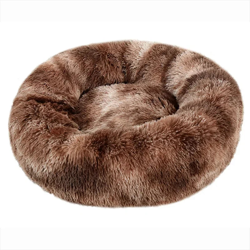 Round plush pet bed by Showlu Fashion Store, soft and warm dog house for large dogs with cozy cushioning and durable fabric.