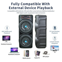 Karaoke Bluetooth Speaker Portable Wireless Column Big Power Stereo Subwoofer RGB light Family Party Sound box with Microphone