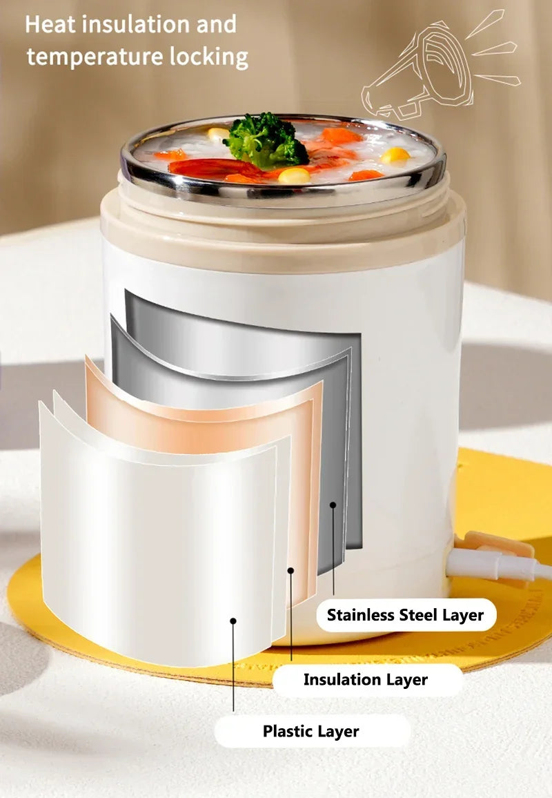 Stainless steel leakproof thermal lunch box by Showlu Smart General, designed for hot and cold food storage.