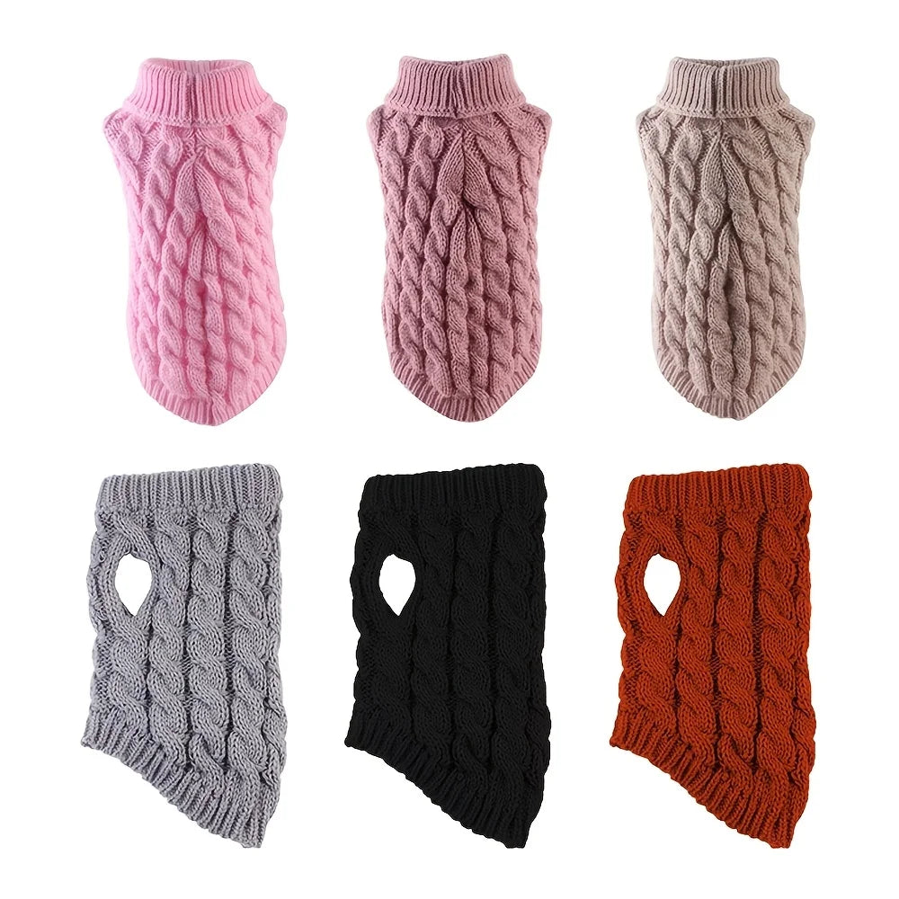 Soft knitted wool pet sweater by Showlu Fashion, warm cat and dog hoodie in cozy, stylish design for pets.