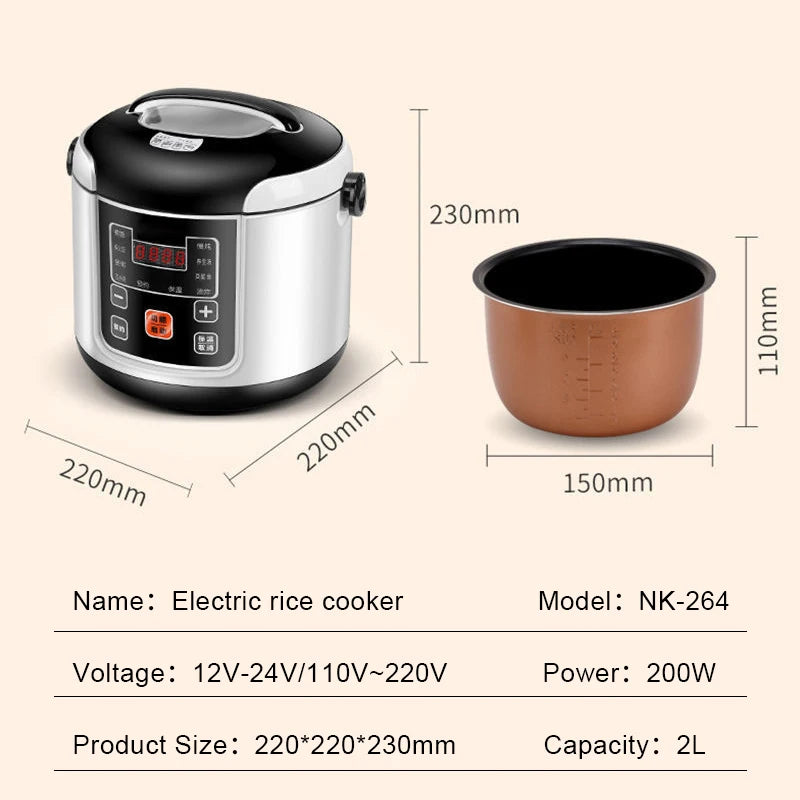 Showlu Smart General mini electric rice cooker, 2L capacity, portable design, 200W power, ideal for quick rice cooking