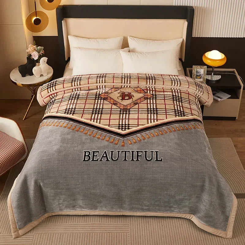 Raschel Mink Double Layer Winter Thick Plush Blanket For Bed Soft Warm Fluffy Throw Blankets 150x200cm Thicken Fleece Quilts