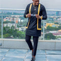 New In African Summer Business Men's Short Sleeve Suit Embroidery Dashiki Shirt Pants Sets 2 Pieces Outfits Wedding Party 2025