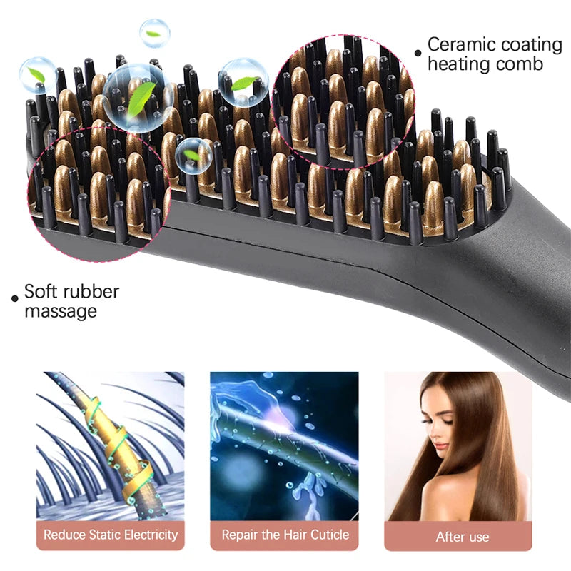 Showlu Smart General beard straightening comb with heated teeth and adjustable settings for easy grooming and styling.
