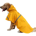 Reflective waterproof dog raincoat with hood by Showlu Fashion, featuring a stylish cape design for rainy weather.
