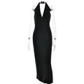Sexy Halter Deep V Neck Sleeveless Maxi Dress Women Elegant Backless Split Bodycon Dresses Autumn Femme Fashion Vest Long Dress