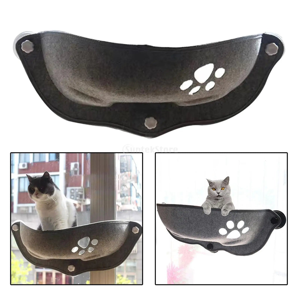 Showlu Fashion Store Kesoto Cat Window Perch with plush pad, suction cup-mounted hammock for cozy cat lounging by the window.