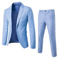 Korean style formal suit with matching pants, solid color, single-breasted buttons, suitable for weddings and spring or autumn events