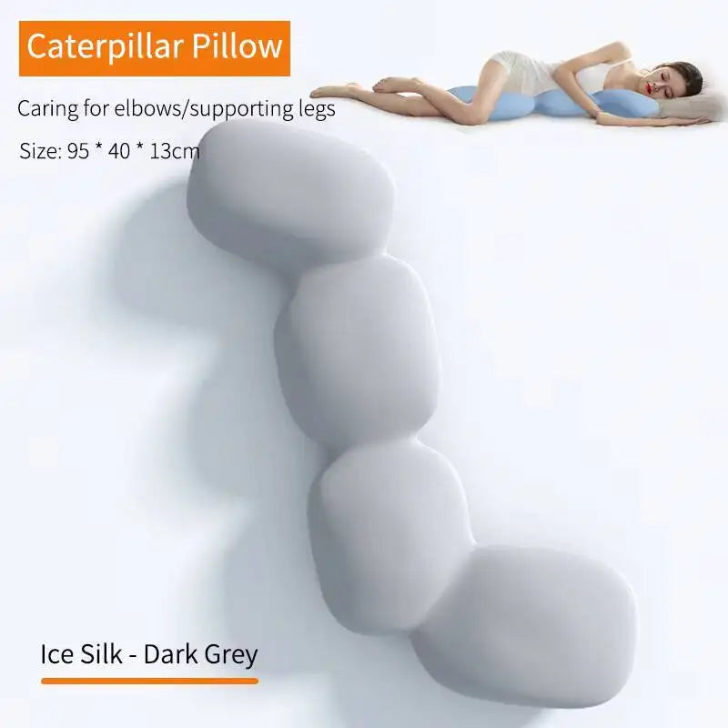 Showlu Memory Foam Body Pillow with ice silk cover, orthopedic cushion ideal for pregnancy and full-body support.