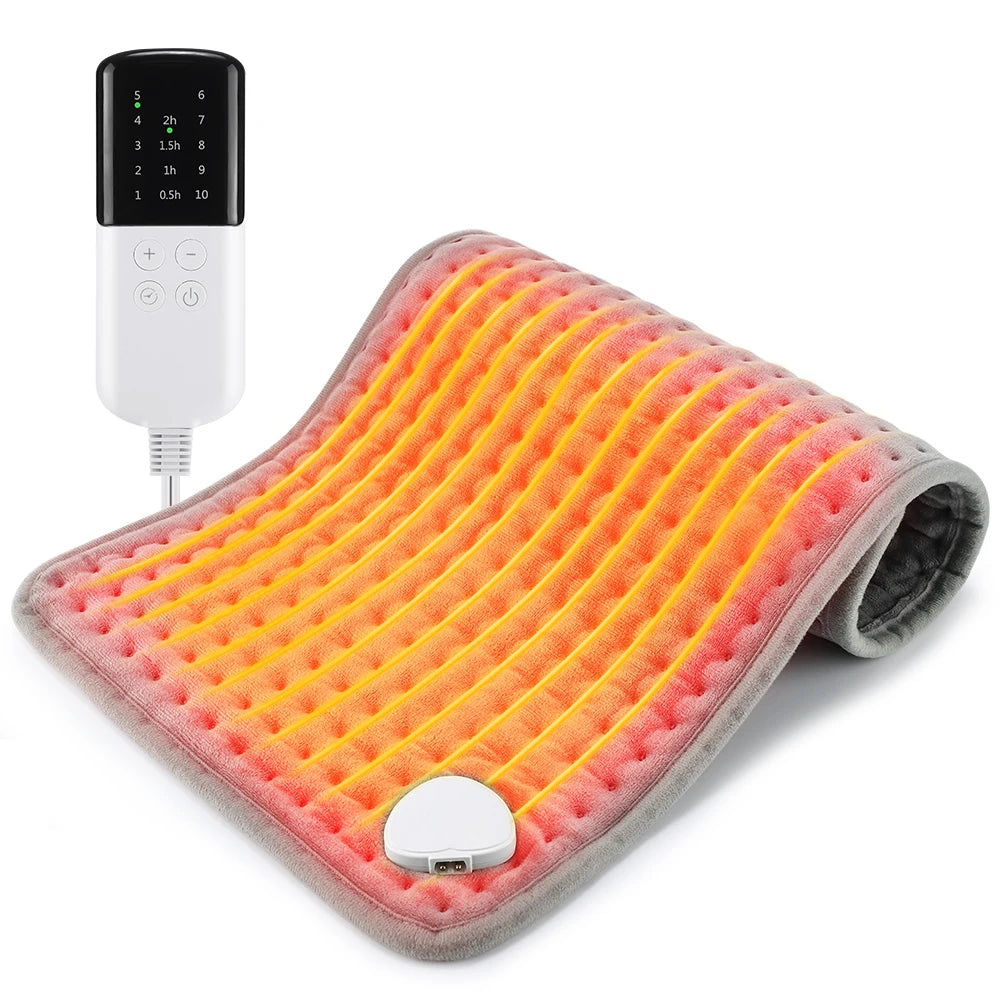 Showlu Smart General electric heating pad with adjustable temperature, timer, plush warm mat for soothing heat therapy.