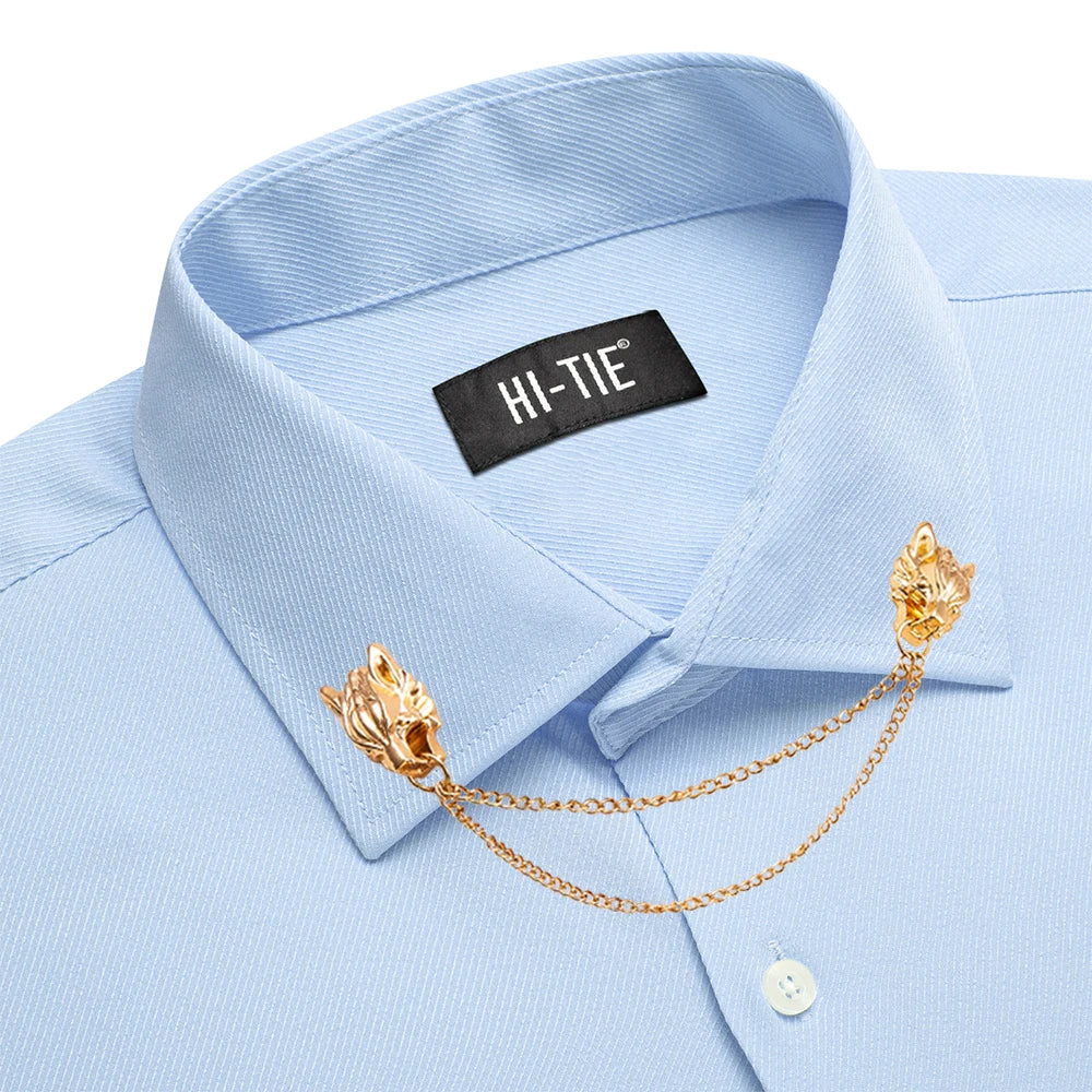 Men's silk slim fit long sleeve dress shirt with solid jacquard pattern, by Showlu Fashion Store.