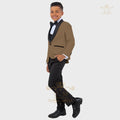 Boy's white tuxedo suit by SHOWLU FASHION with jacket, vest, and pants, perfect for formal events or special occasions.