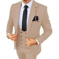 Kromoc men's 3-piece slim fit wedding suit with wool blend fabric and peak lapel, featuring a tailored tuxedo style.