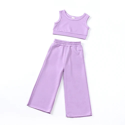 Kids Tales girls 2-piece cotton T-shirt and pants set for ages 1–6, featuring colorful, comfortable clothing with playful designs.