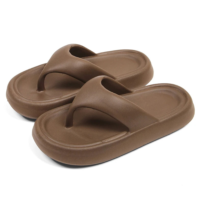 Men's classy flip-flops with thick soles and non-slip design, featuring soft, comfortable inner padding for beachwear.