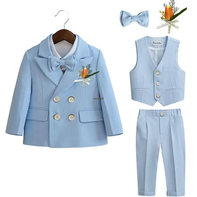 PsyMonster Boys formal wedding suit by SHOWLU FASHION STORE featuring a double-breasted blazer and matching pants for kids.