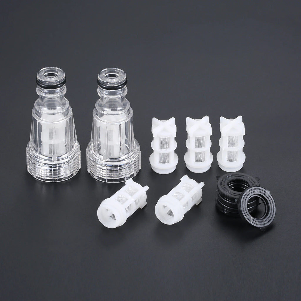 Set of 5/2 high-pressure water filter connection fittings for Karcher K2-K7 series pressure washers, compatible with car washing.