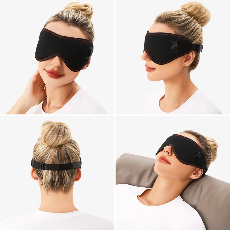 Showlu Smart heated eye massager with 3-level vibration and heat therapy, designed to relax and soothe tired eyes.