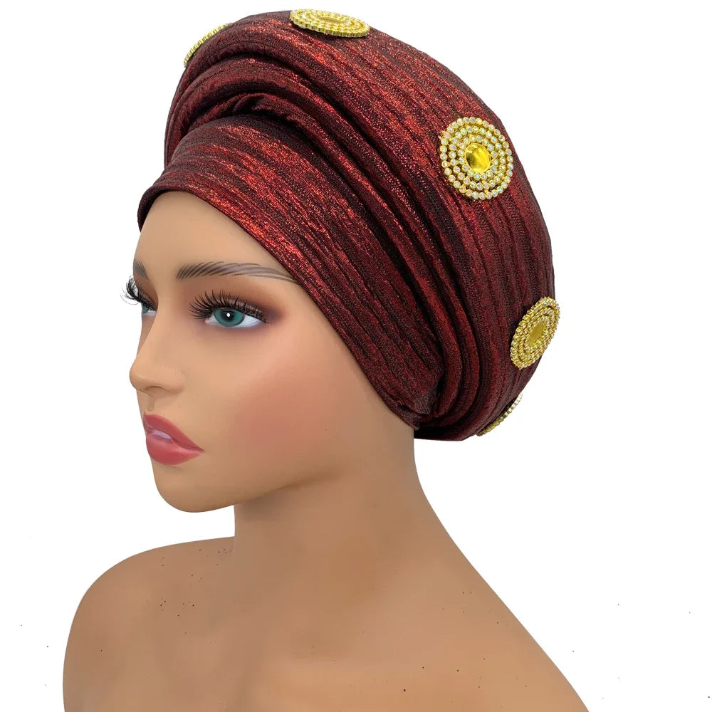Female Wrap Head Bonnet Muslim Headscarf Hat Turbante Mujer African Autogele Headtie Fashion Women's Turban Cap