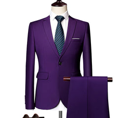 13 Color Basic Style Men's Casual Solid Color 3 Pieces Suits / Male One Button Blazers Jacker Coat Trousers Pants Vest Waistcoat
