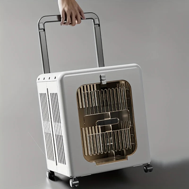 Showlu Portable Folding Pet Stroller and Airline Approved Cat Carrier with mesh sides and compact design for easy travel.