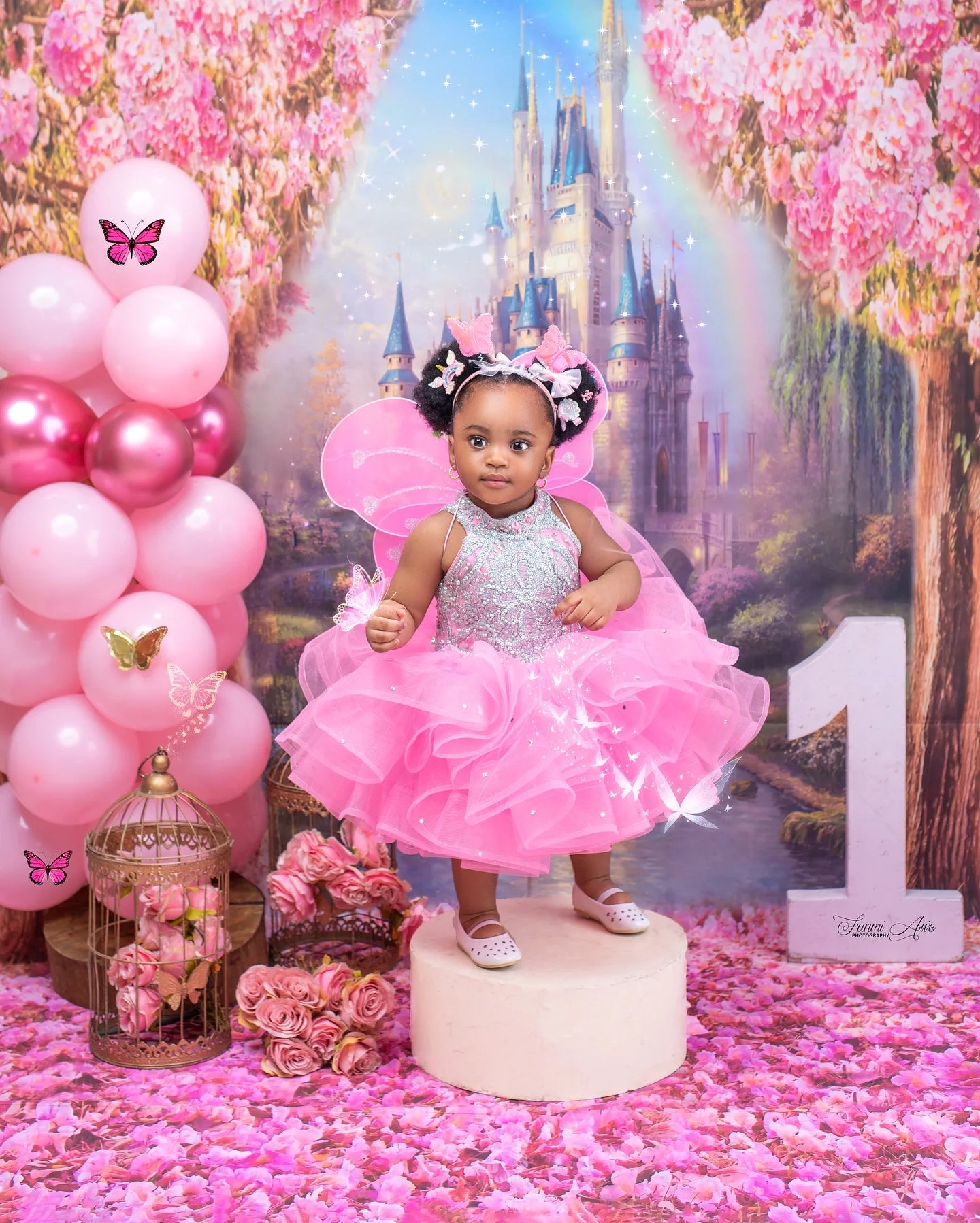 Pink Girls Birthday Party Dresses Customized High Neck Beading Flower Girl Dresses Baby Kids Gowns for Photo Shoot