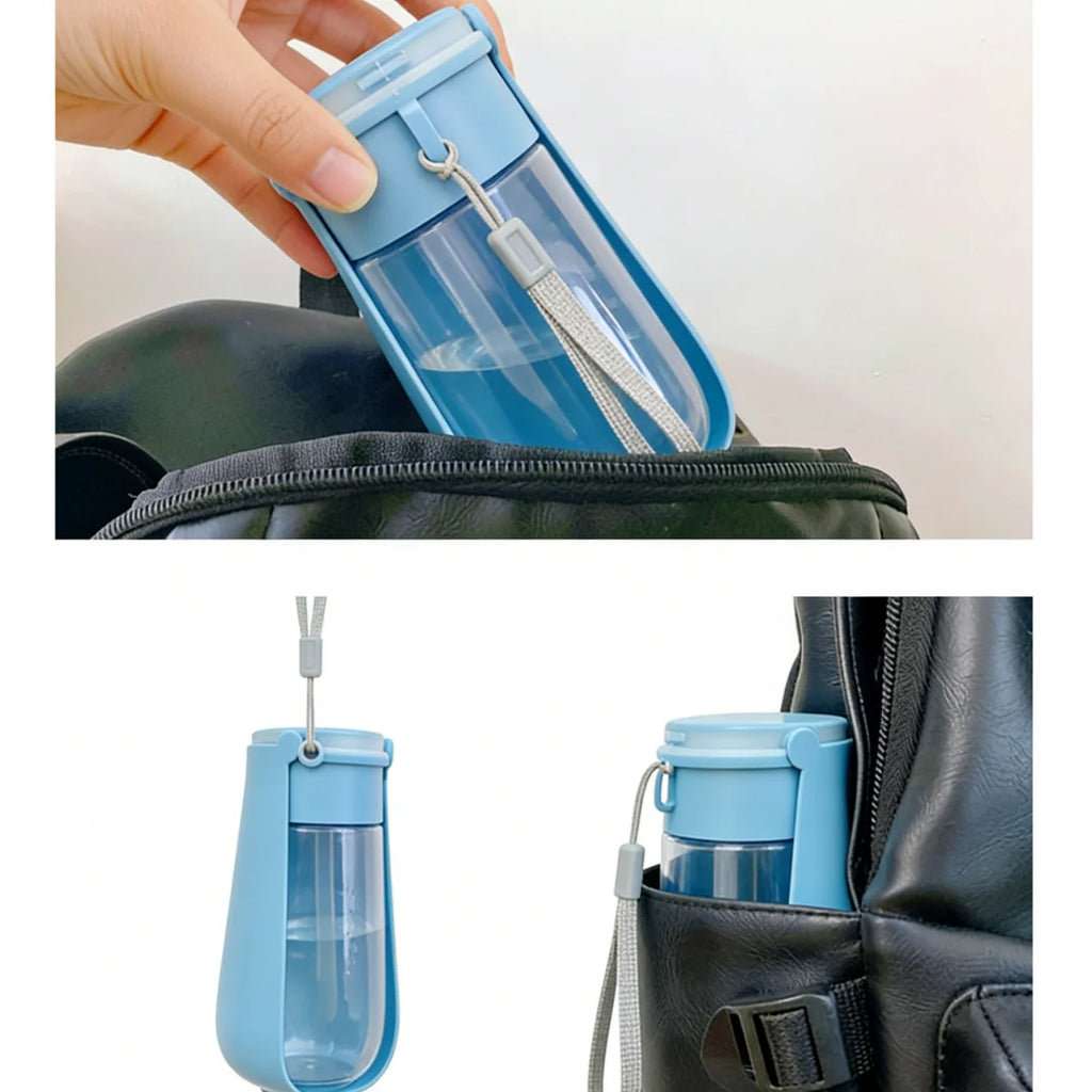 Showlu Fashion portable pet water bottle with collapsible travel cup for dogs, featuring a convenient design for on-the-go hydration.