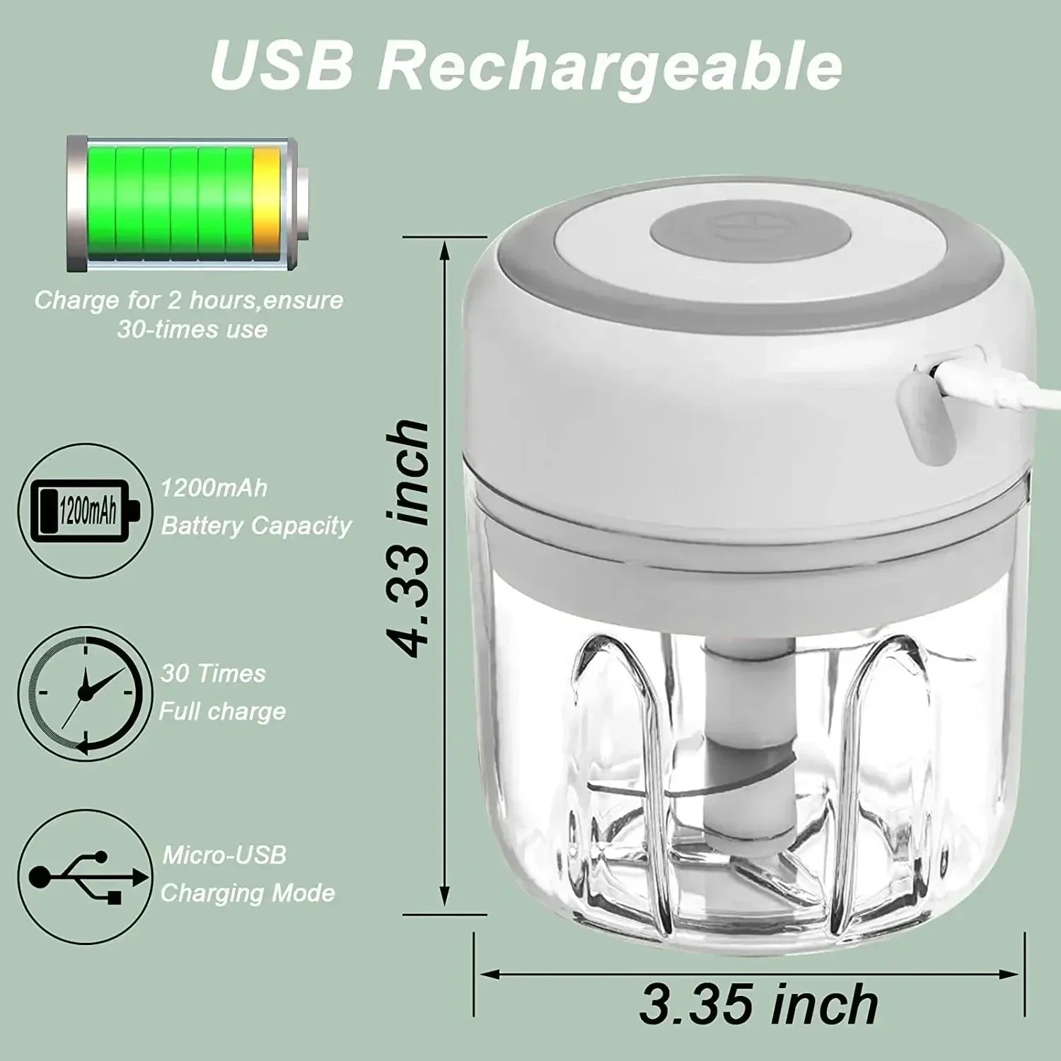 Showlu Smart General mini electric garlic grinder with sleek design, featuring a compact stainless steel body and easy-to-use operation.