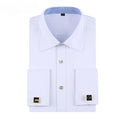 Men's formal French cuff dress shirt with long sleeves, solid striped pattern, plus size, from Showlu Fashion Store.