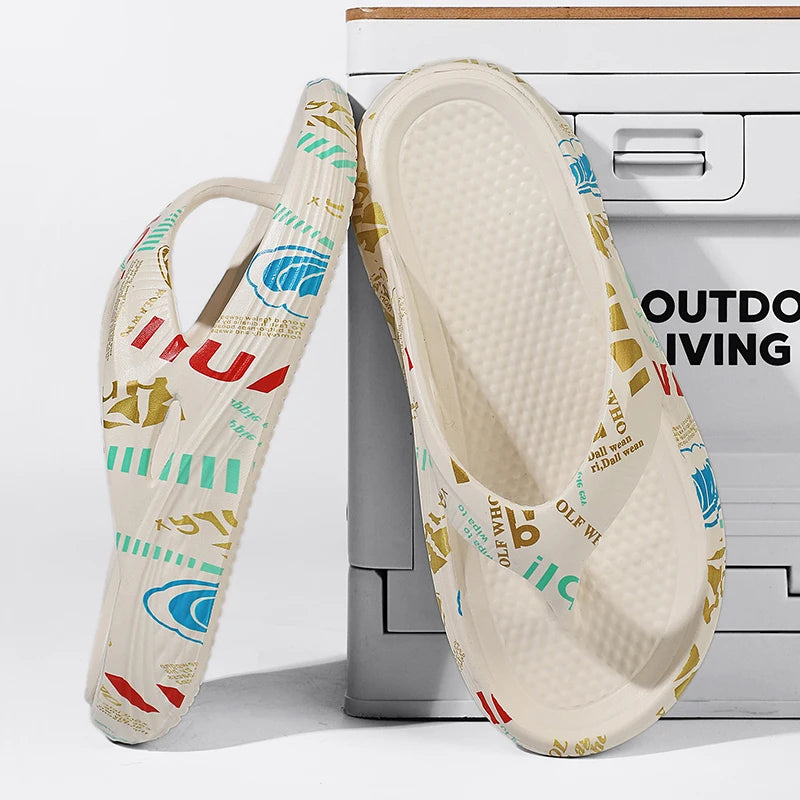 Unisex beach flip flops and home slippers by Showlu, lightweight non-slip sandals with soft, comfortable EVA design for men and women.