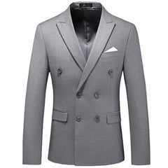 2025 Fashion New Men's Casual Boutique Business Solid Color Double Breasted Suit Jacket Blazers Coat