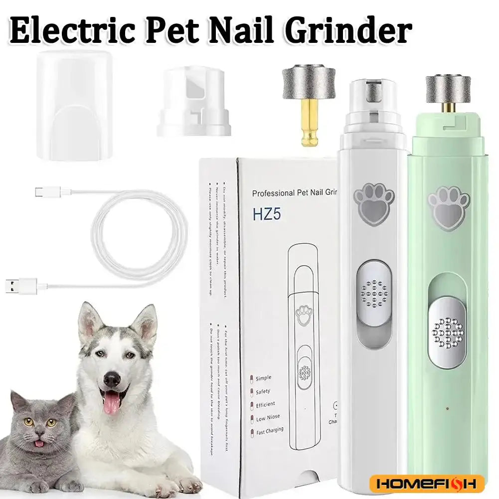 Electric dog nail grinder from Showlu Fashion Store with rechargeable USB, painless trimming, polishing wheel for small and large pets