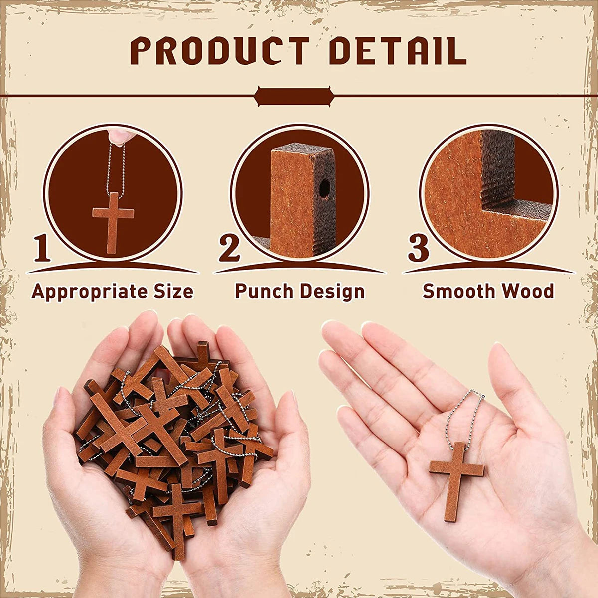 Handmade wooden Christian cross ornaments in various sizes, perfect for home decoration and scrapbooking craft projects.