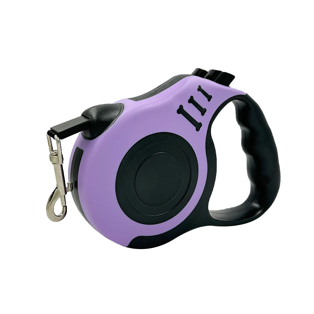 Durable nylon dog leash for small dogs and puppies, retractable 3m or 5m lead for outdoor walking and hiking.