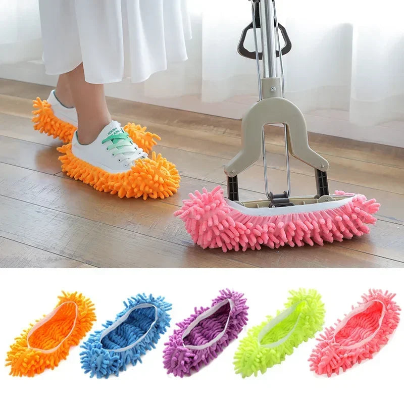 SHOWLU FASHION STORE microfiber floor cleaning slippers, lazy mopping shoes with microfiber soles for easy floor cleaning.