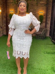 Plus Size African Party Dresses for Women Dashiki Ankara Lace Wedding Evening Gown Sexy Bodycon Maxi Robe Africa Clothing 2025