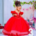 Red Kids Birthday Dresses For Girls Flower Girl Dresses Customized Pleated Ruffles Tiered Tulle Ball Gowns for Wedding