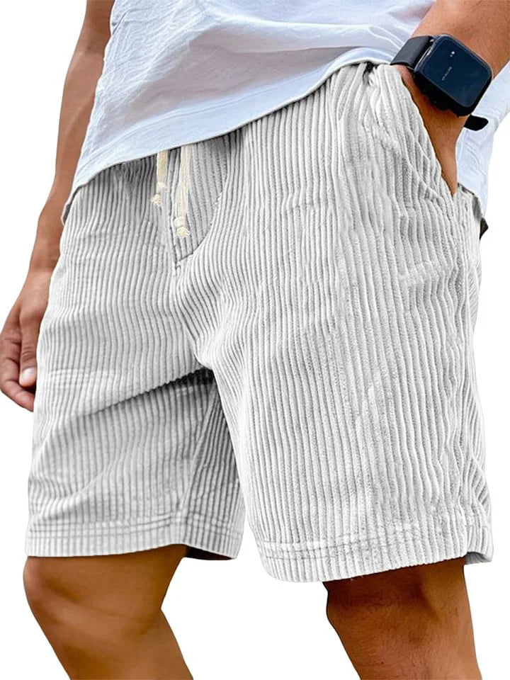 Men's retro corduroy casual shorts from Showlu Fashion Store, solid color, relaxed fit, ideal for casual wear and street fashion.