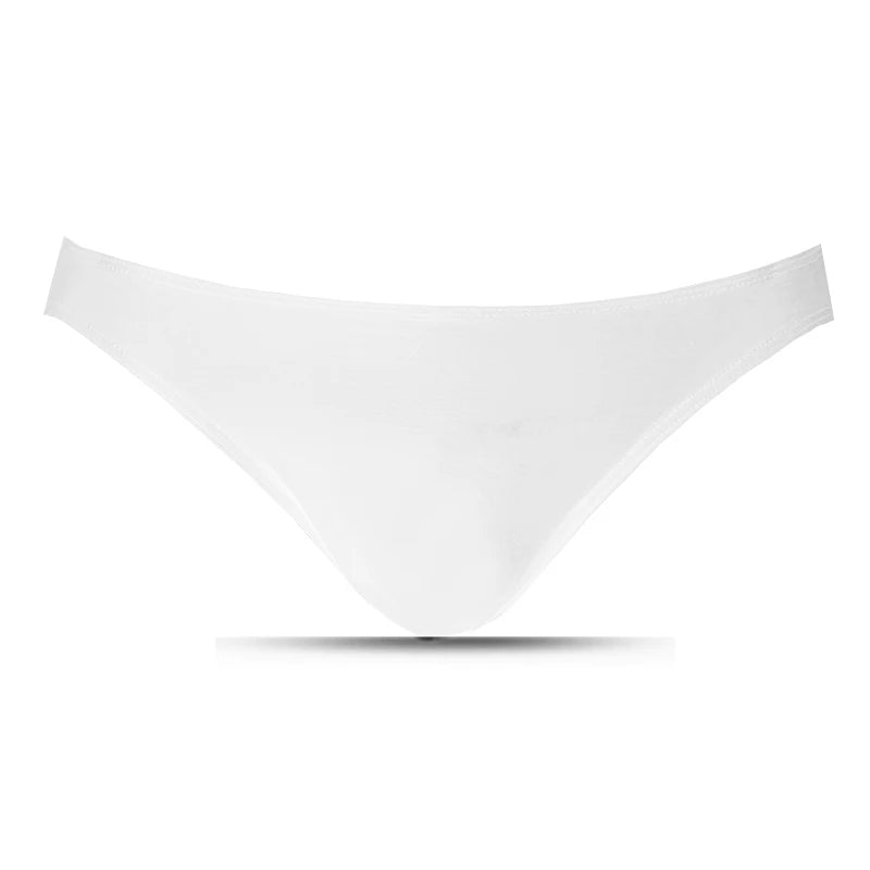 Showlu men's modal briefs with low waist U-convex design, stretchy and comfortable men's underwear, black color.