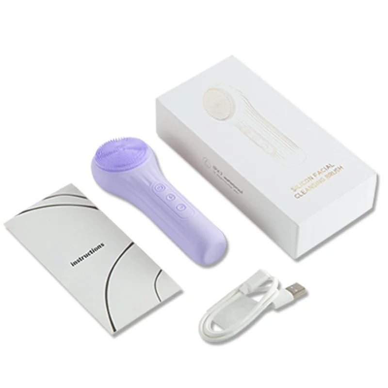 Rechargeable Showlu Smart General silicone facial cleansing brush with soft bristles for gentle skin cleansing.