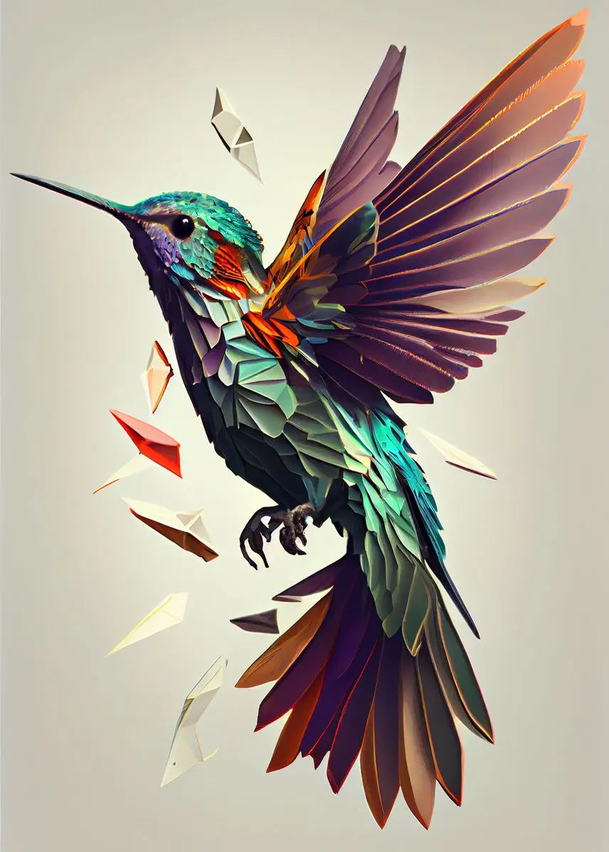 Colorful watercolor hummingbird and flower wall art canvas painting for living room decor, featuring vibrant bird and floral designs.