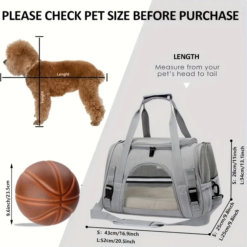 Portable soft-sided cat carrier by Showlu Fashion Store with breathable Oxford fabric, ideal for travel and pet comfort.