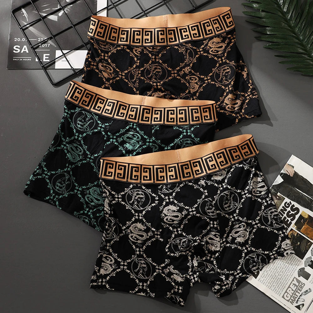 Men's bamboo rayon sports boxers from IOZEY in a 4-pack, featuring high elasticity and comfortable fit, shown in a pack of four.
