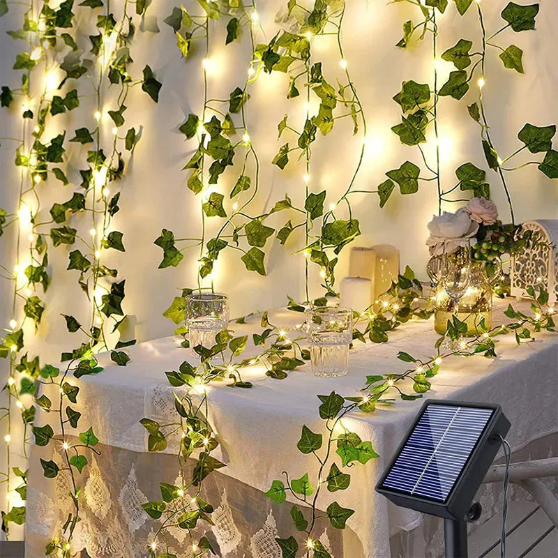 Solar fairy lights with maple leaf design, waterproof outdoor garland for garden, wedding, and party decoration, 2M, 5M, or 10M length