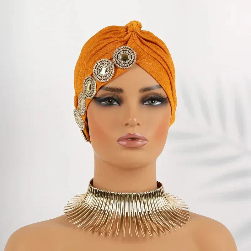 Showlu Fashion women's diamond pleated turban hijab chemo cap wrap, stylish and comfortable head covering for women.