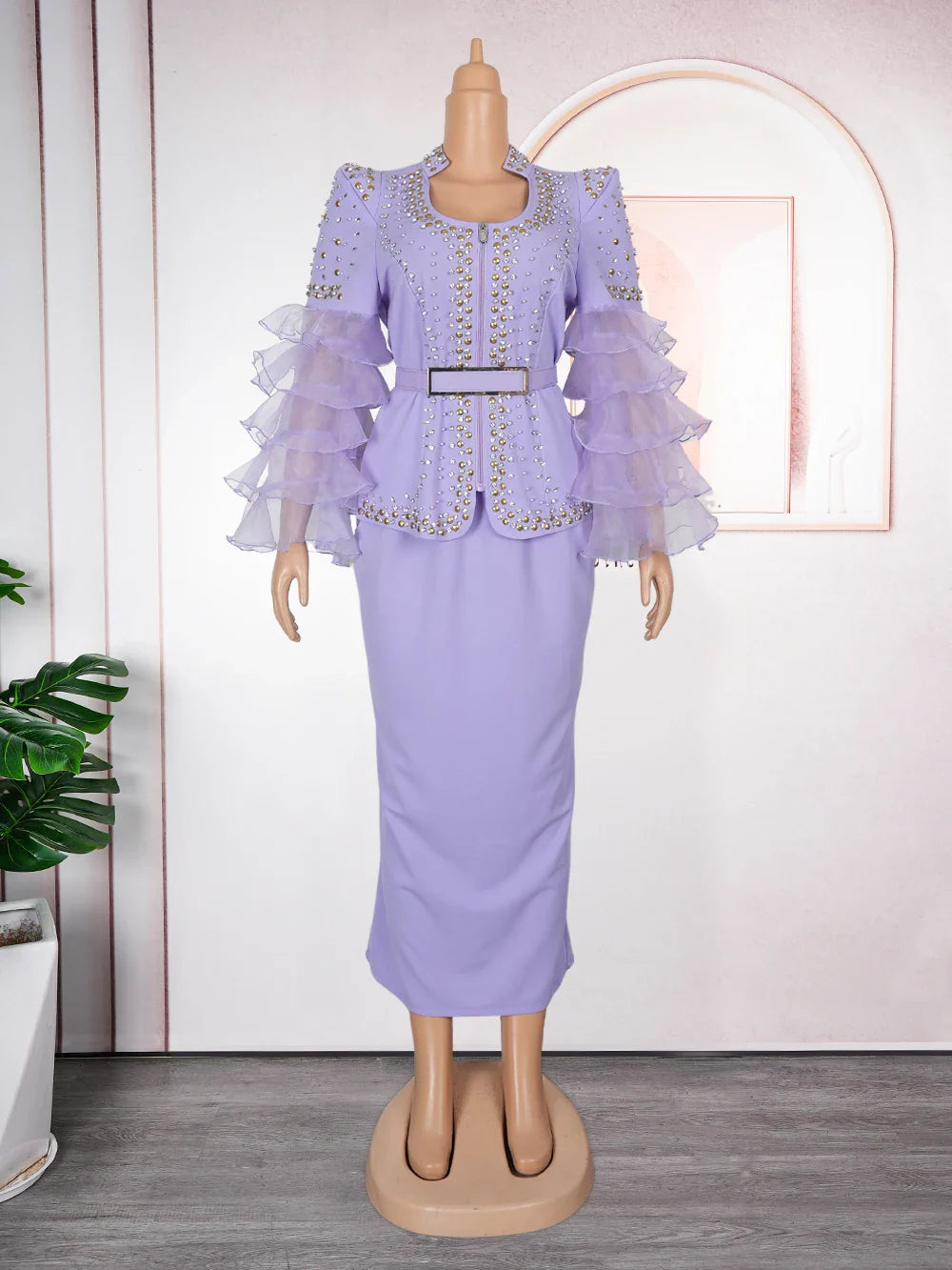African long dress with ruffle sleeves, stylish wedding and party gown by ARTTY·FASHION, perfect for special occasions