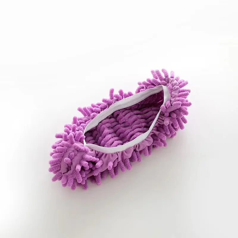 Showlu Fashion microfiber floor cleaning slippers, washable mop shoes, pair shown with microfiber soles for easy home floor mopping.