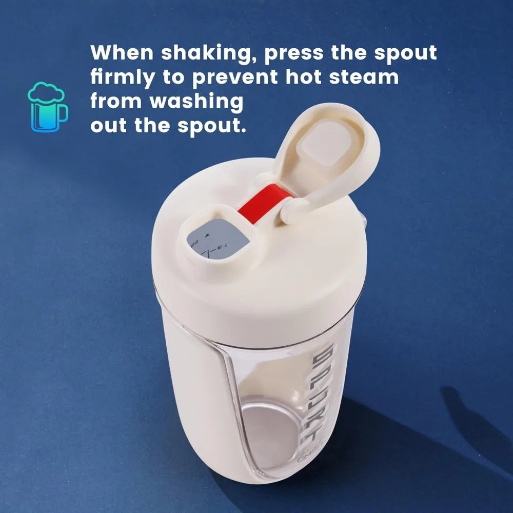 Showlu leakproof 20oz BPA-free Tritan plastic protein shaker bottle with secure lid for mixing beverages.