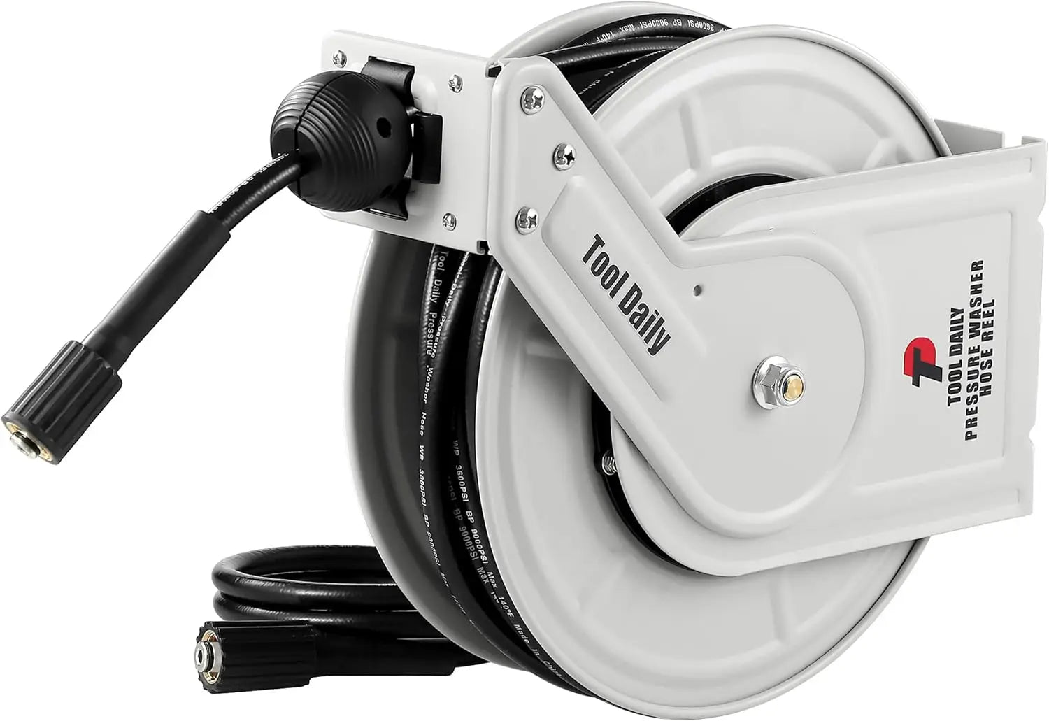 Showlu Smart General pressure washer hose reel with hose and mounting bracket, designed for easy garden and outdoor cleaning.